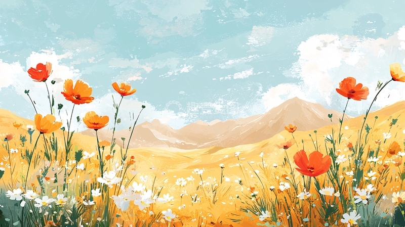 高清大图下载【趣麦麦图】罂粟花田风景画