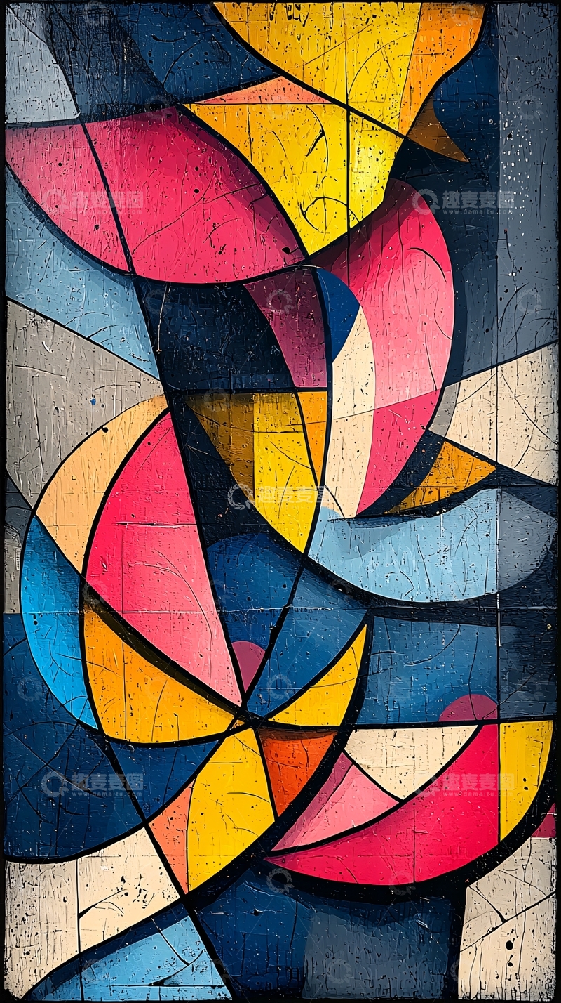 高清大图下载【趣麦麦图】抽象几何彩色绘画