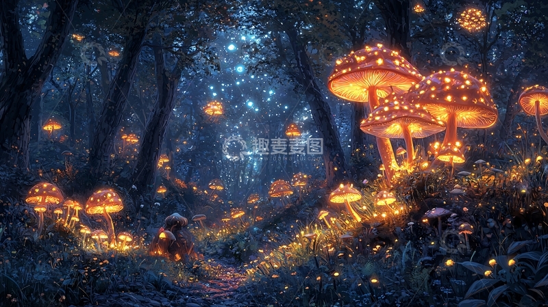 高清大图下载【趣麦麦图】夜晚森林