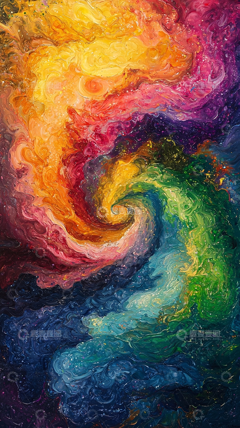 高清大图下载【趣麦麦图】彩色漩涡抽象画