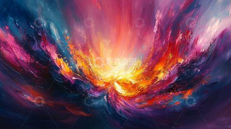 高清大图下载【趣麦麦图】色彩斑斓的抽象油画
