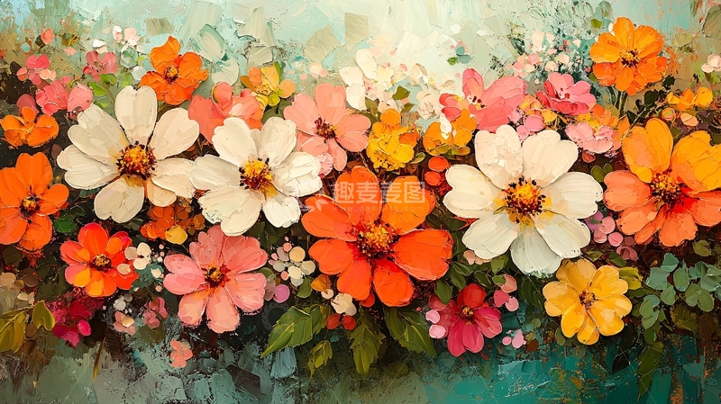 高清大图下载【趣麦麦图】油画花卉背景图