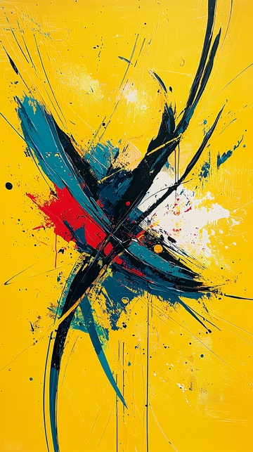 黄色背景抽象画