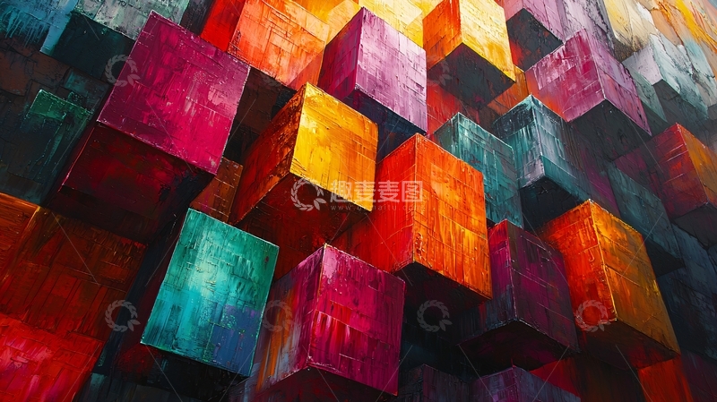 高清大图下载【趣麦麦图】彩色方块堆叠