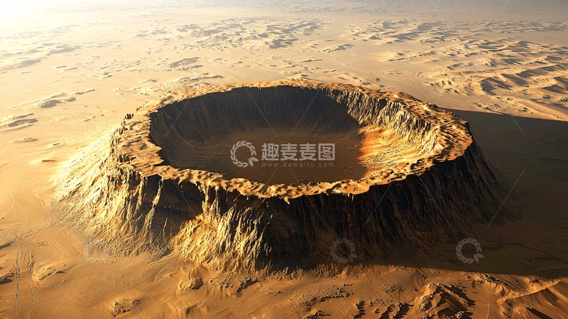 高清大图下载【趣麦麦图】沙漠陨石坑