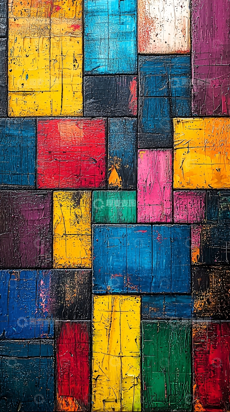 高清大图下载【趣麦麦图】彩色几何色块拼接