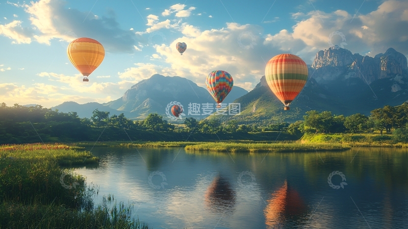 高清大图下载【趣麦麦图】热气球