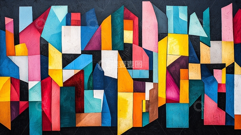 高清大图下载【趣麦麦图】抽象几何彩色拼贴