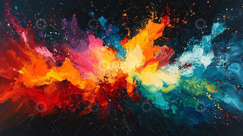 高清大图下载【趣麦麦图】绚丽多彩的抽象泼墨画