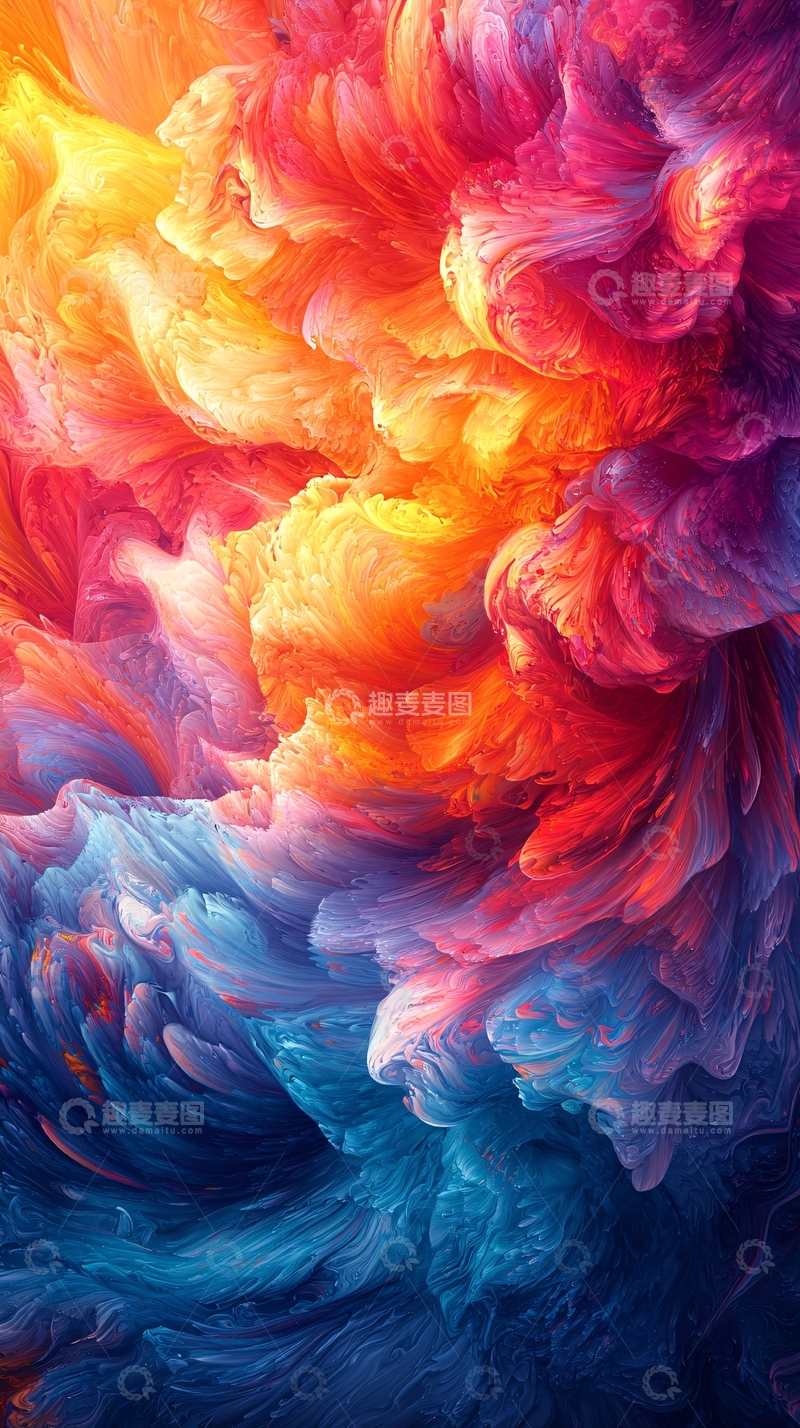 高清大图下载【趣麦麦图】绚丽多彩的抽象油画