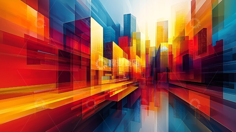 高清大图下载【趣麦麦图】抽象彩色城市