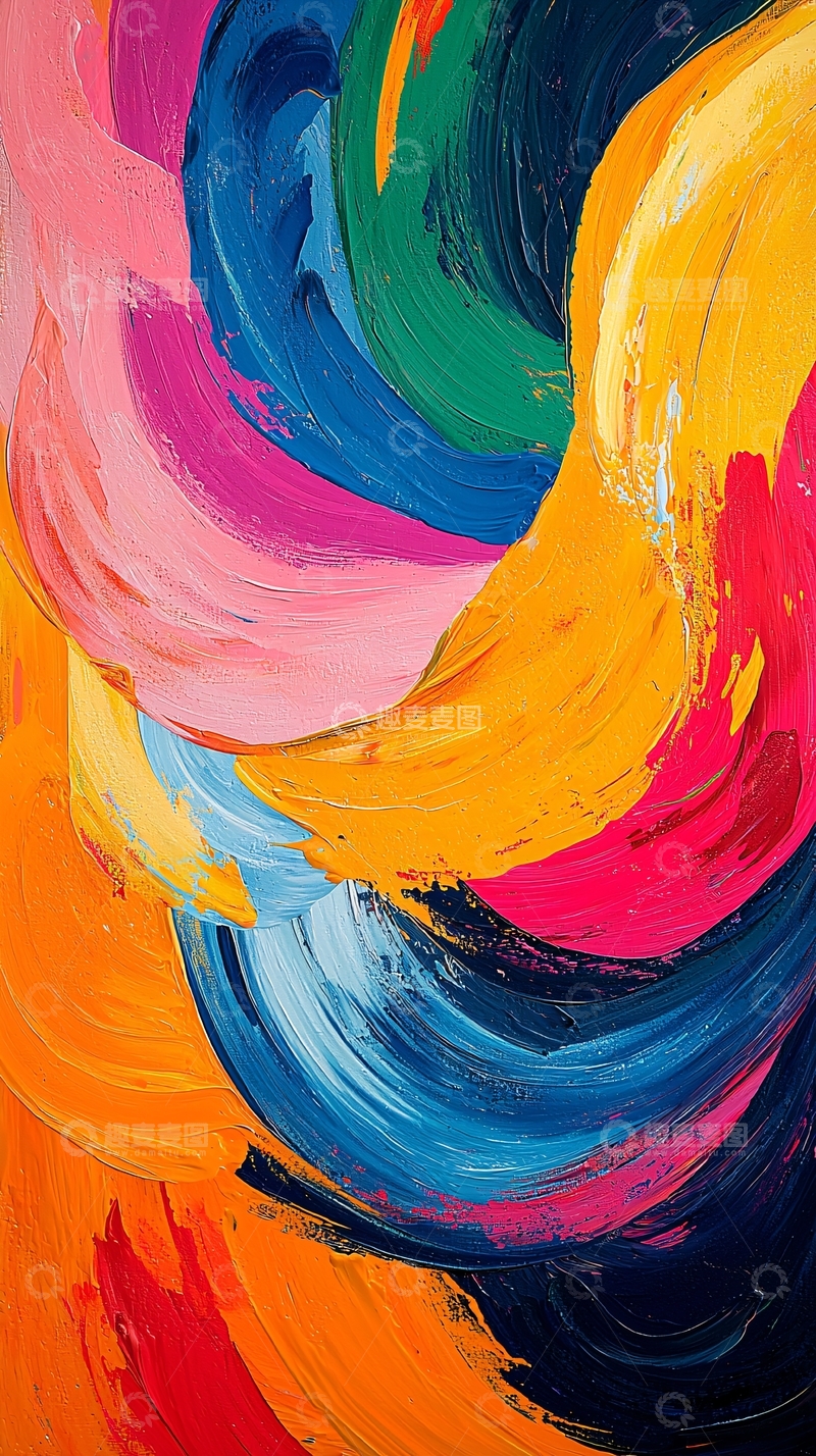 高清大图下载【趣麦麦图】彩色油画笔触
