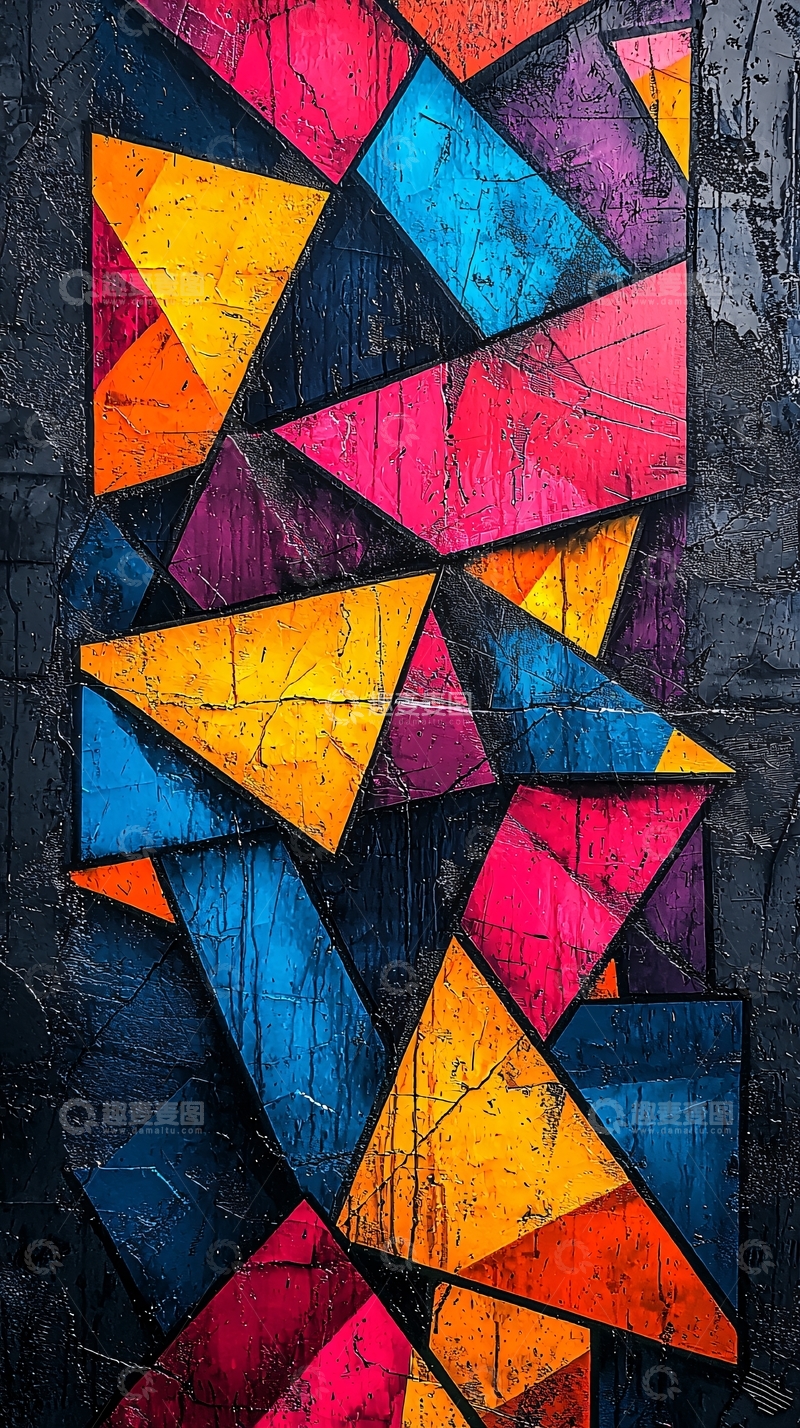 高清大图下载【趣麦麦图】彩色几何三角形抽象艺术