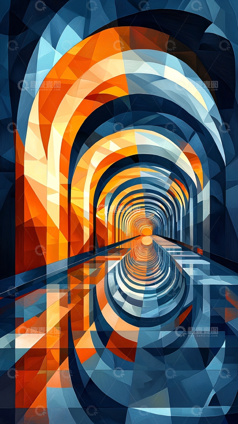 高清大图下载【趣麦麦图】抽象几何拱门透视