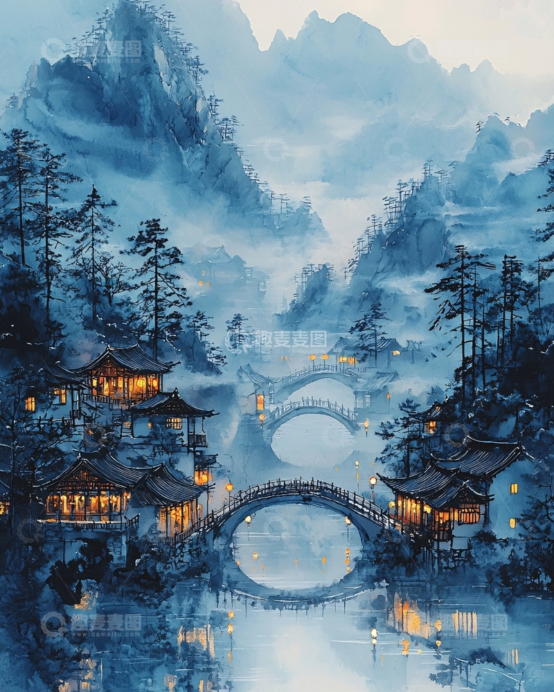 高清大图下载【趣麦麦图】水墨画山水