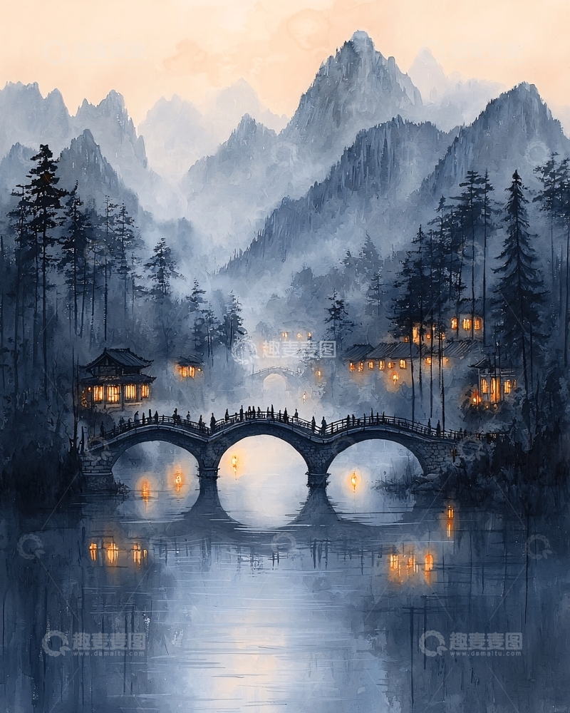 高清大图下载【趣麦麦图】水墨画山水