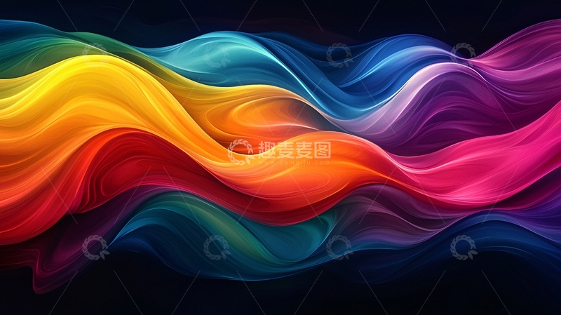 高清大图下载【趣麦麦图】彩色波浪抽象画