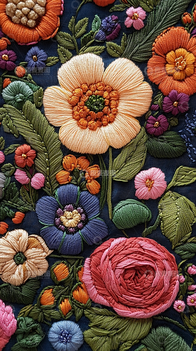 高清大图下载【趣麦麦图】精美刺绣花卉图案