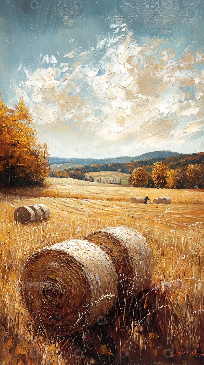 高清大图下载【趣麦麦图】秋收时节的田园风光