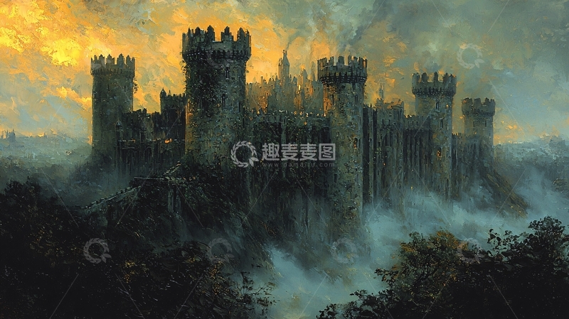高清大图下载【趣麦麦图】燃烧的哥特式城堡