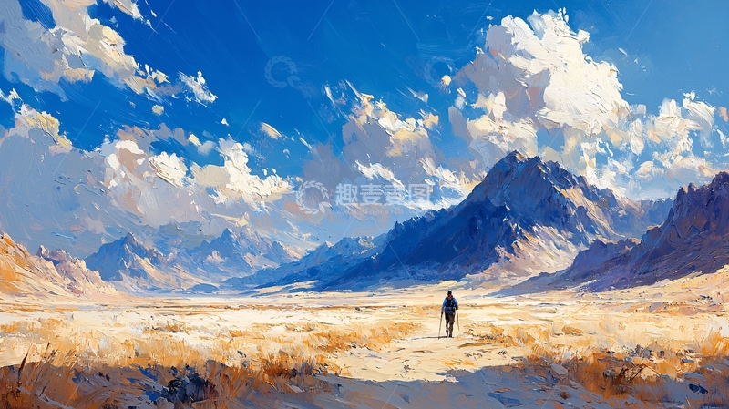 高清大图下载【趣麦麦图】广阔山谷中孤独的行者