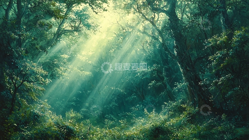高清大图下载【趣麦麦图】森林阳光