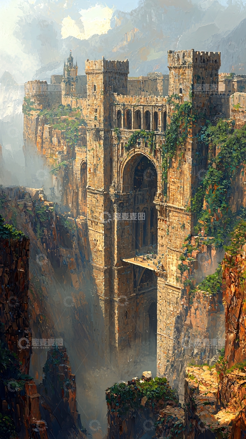 高清大图下载【趣麦麦图】悬崖峭壁上的古老城堡