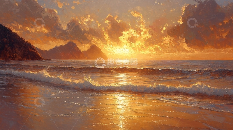高清大图下载【趣麦麦图】海滩日落
