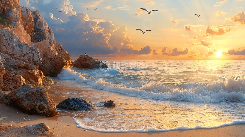 高清大图下载【趣麦麦图】海边日出