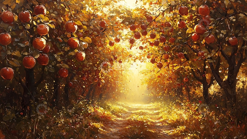 高清大图下载【趣麦麦图】秋日苹果树林小路