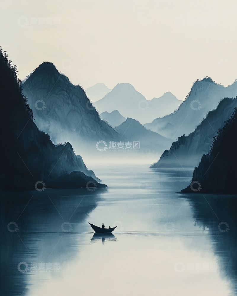 高清大图下载【趣麦麦图】水墨风格山水画