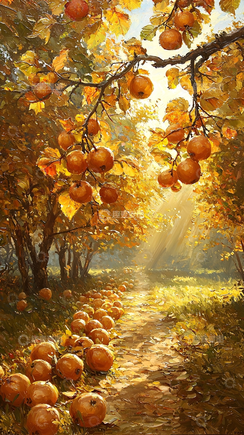 高清大图下载【趣麦麦图】秋日苹果树林小径