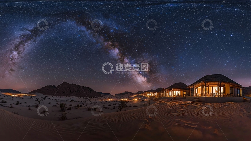 高清大图下载【趣麦麦图】星空下的沙漠小屋