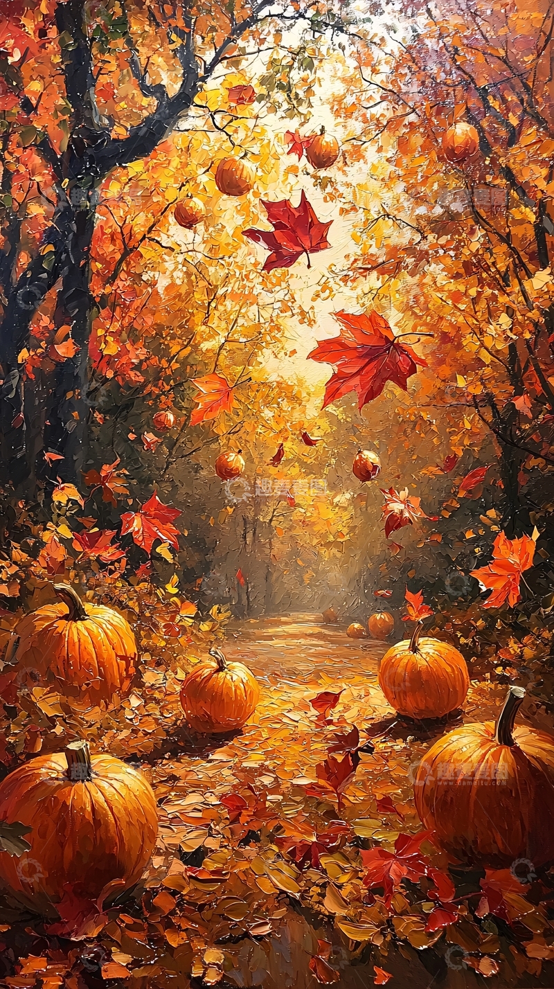 高清大图下载【趣麦麦图】秋日南瓜小路
