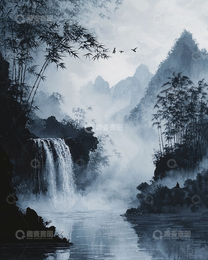 高清大图下载【趣麦麦图】水墨画山水