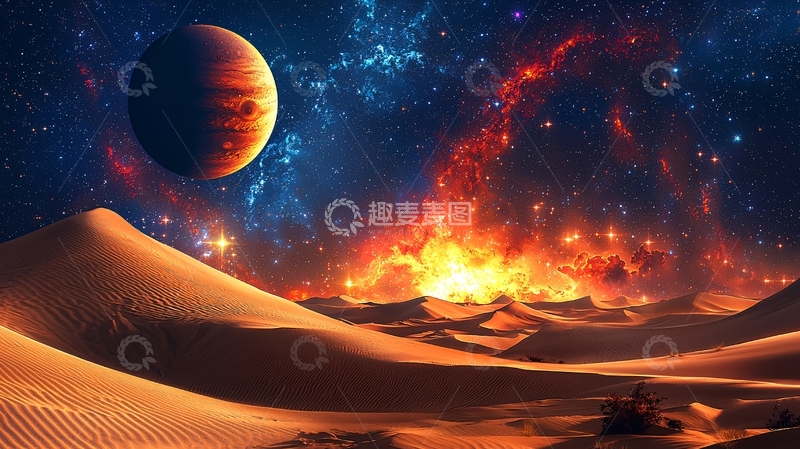 高清大图下载【趣麦麦图】沙漠星球火焰