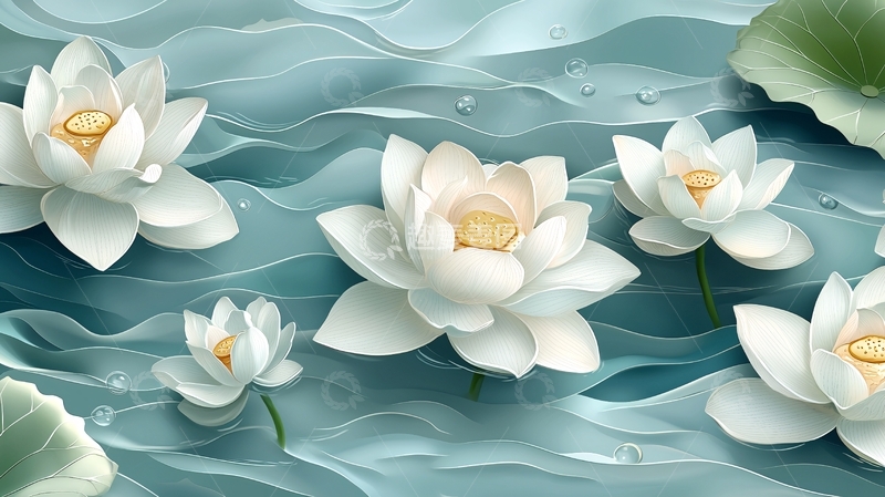 高清大图下载【趣麦麦图】水墨荷花背景图