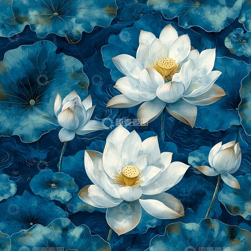 高清大图下载【趣麦麦图】水墨荷花