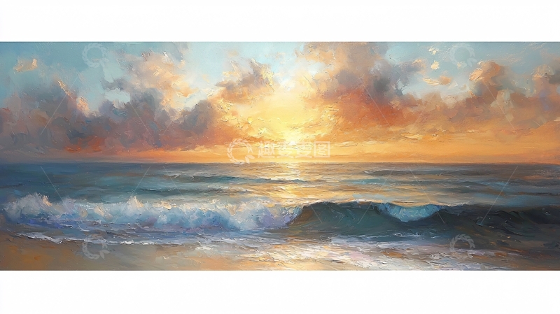 高清大图下载【趣麦麦图】海边日落风景画