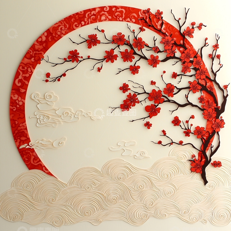 高清大图下载【趣麦麦图】-红梅装饰画