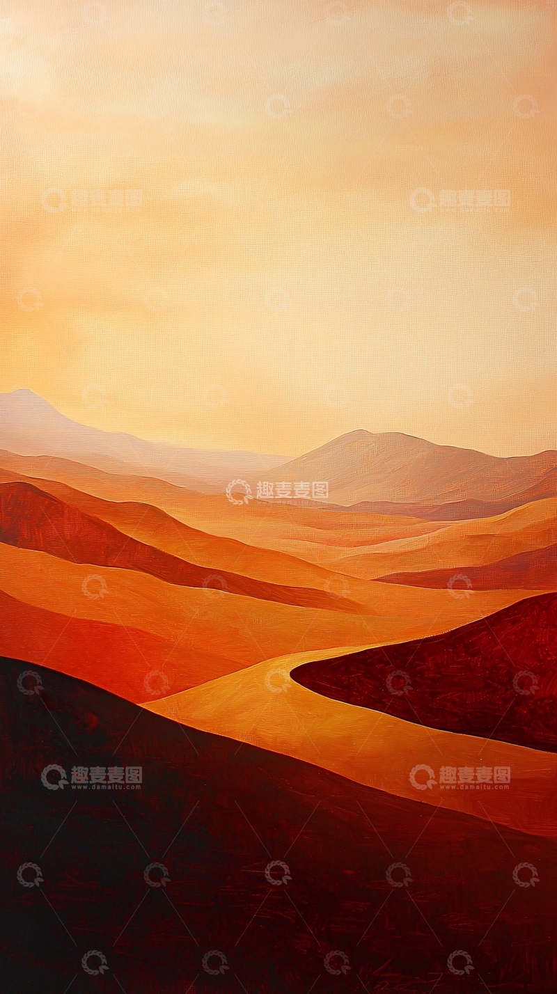 高清大图下载【趣麦麦图】温暖色调的沙漠山峦