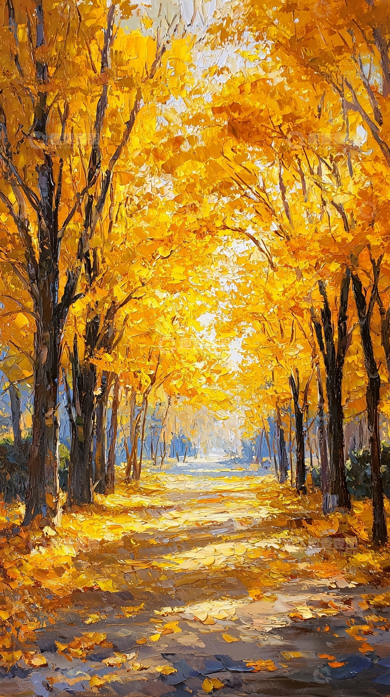 高清大图下载【趣麦麦图】金秋树林小路