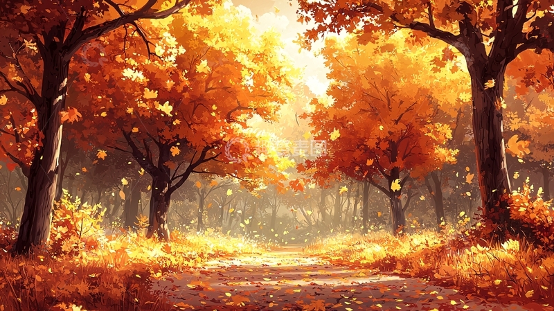 高清大图下载【趣麦麦图】秋日森林小路