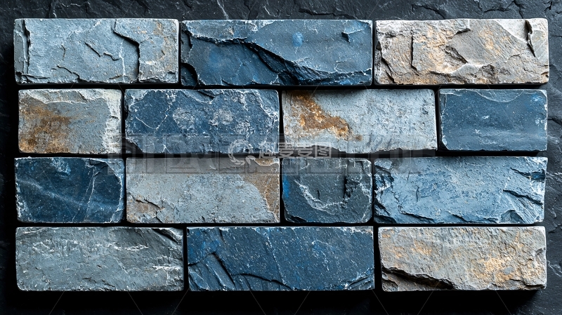 高清大图下载【趣麦麦图】蓝灰色石材砖墙