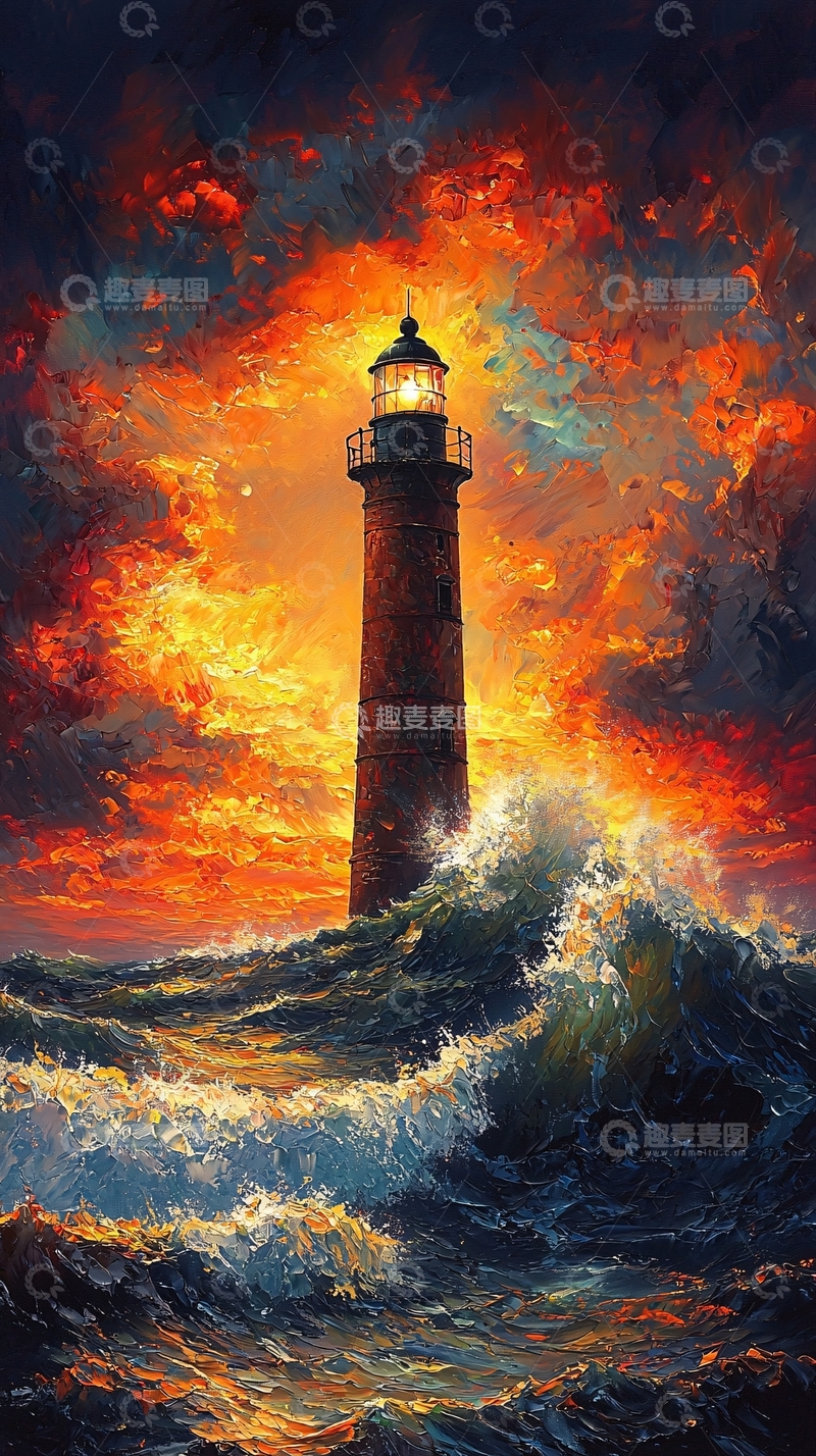 高清大图下载【趣麦麦图】暴风雨中的灯塔