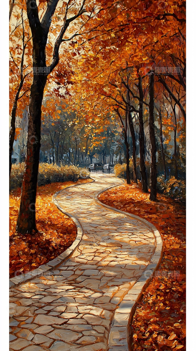 高清大图下载【趣麦麦图】秋日公园蜿蜒小路