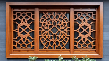 木质镂空雕花窗户