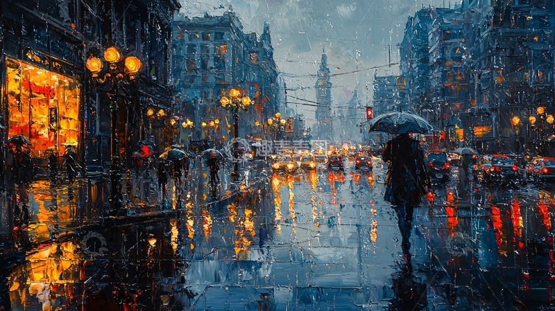 高清大图下载【趣麦麦图】雨夜伦敦街景