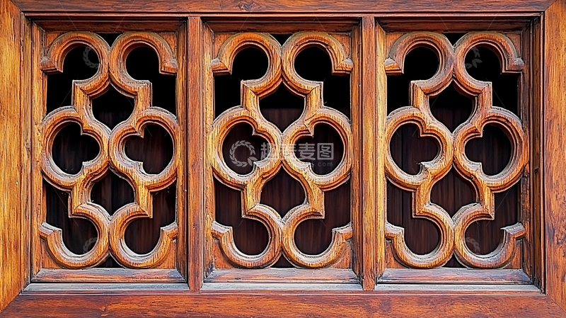 高清大图下载【趣麦麦图】木质雕花窗格