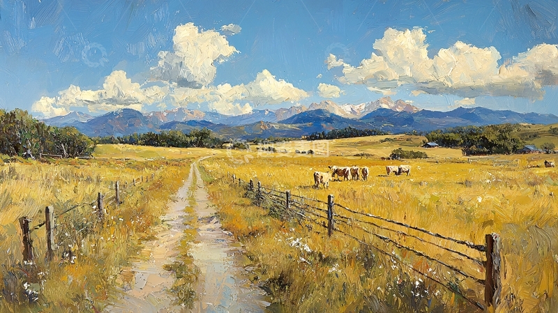 高清大图下载【趣麦麦图】田园风光油画